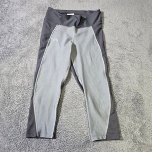 Under Armour Womens Medium Capri Leggings Grey HeatGear Compression Mesh Pocket
